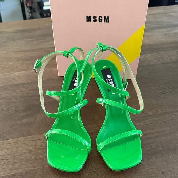 MSGM Neon Green Strappy Heels, new with box, size US8/5, EUR39 - Picture 1 of 8